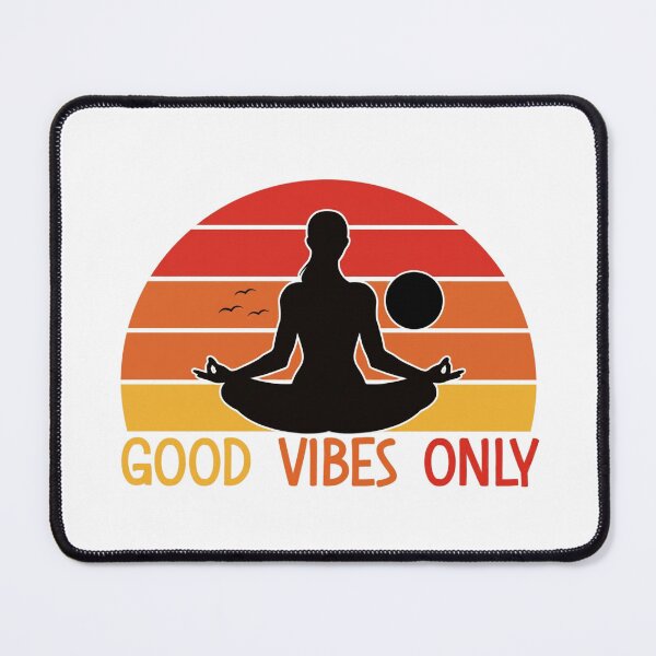 Item preview, Good Vibes Only Retro Sunset Meditation Yoga Silhouette designed and sold by Shopeon Designs.