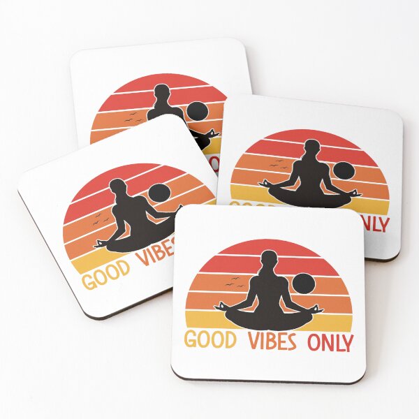 Item preview, Good Vibes Only Retro Sunset Meditation Yoga Silhouette designed and sold by Shopeon Designs.