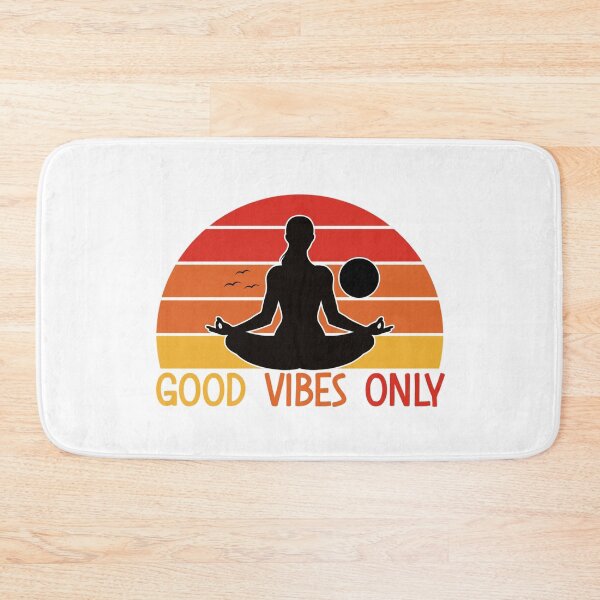 Item preview, Good Vibes Only Retro Sunset Meditation Yoga Silhouette designed and sold by Shopeon Designs.