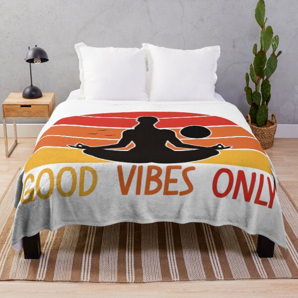 Item preview, Good Vibes Only Retro Sunset Meditation Yoga Silhouette designed and sold by Shopeon Designs.