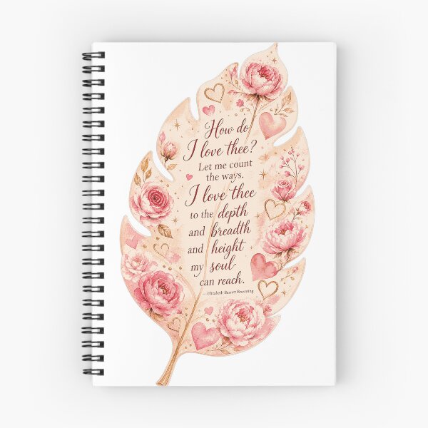 Item preview, How Do I Love Thee Romantic Feather Quote Poetry Design designed and sold by CozyPaletteShop.