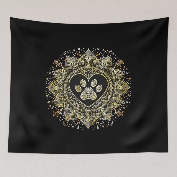 Item preview, Golden Paw Print Heart Mandala Art designed and sold by SoyLamderma.