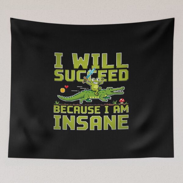Item preview, I Will Succeed Pixel Frog Riding Alligator Video Game Meme designed and sold by Enea Kelo.