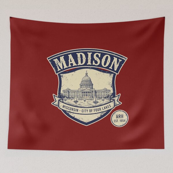 Item preview, Retro poster Madison Wisconsin vintage capital designed and sold by Normandy Road Heritage.