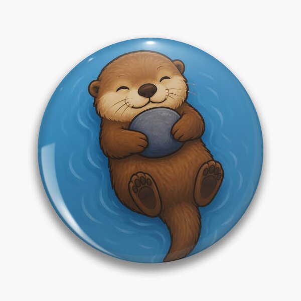 Artikelvorschau, Niedlicher Seeotter treibt mit einem Felsen im Wasser – Kawaii-Meerestierkunst entworfen und verkauft von Knacky Print.