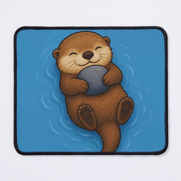 Item preview, Cute Sea Otter Floating with Rock - Kawaii Ocean Animal Art designed and sold by Knacky Print.