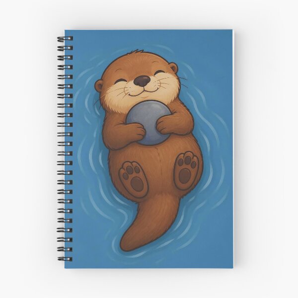 Artikelvorschau, Niedlicher Seeotter treibt mit einem Felsen im Wasser – Kawaii-Meerestierkunst entworfen und verkauft von Knacky Print.