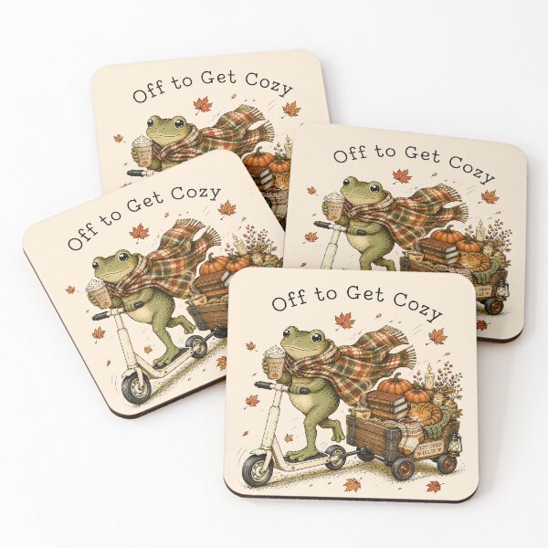 Item preview, Off to Get Cozy Cute Frog Fall Pumpkin Spice Latte Coffee designed and sold by DesignsByAnett.