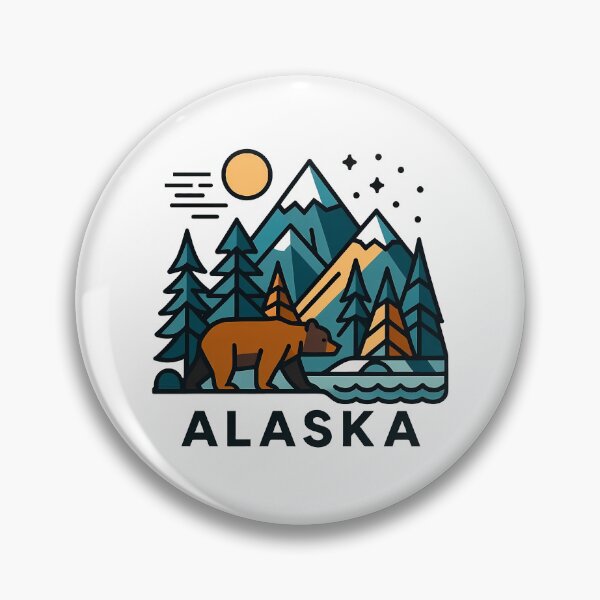 Item preview, Alaska Wilderness Travel Souvenir - Grizzly Bear & Snowy Mountain Art designed and sold by OzzFrequency.