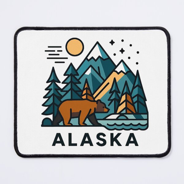 Item preview, Alaska Wilderness Travel Souvenir - Grizzly Bear & Snowy Mountain Art designed and sold by OzzFrequency.