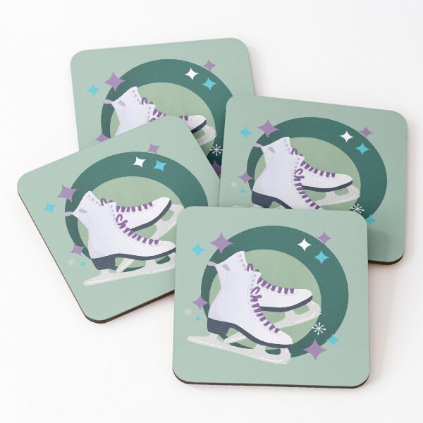 Item preview, Ice Skates retro bubble badge - green and lilac designed and sold by Home Cyn Home.