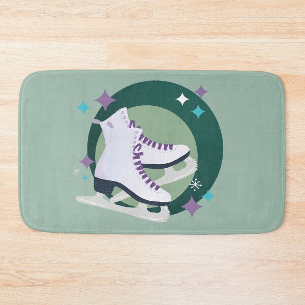 Item preview, Ice Skates retro bubble badge - green and lilac designed and sold by Home Cyn Home.