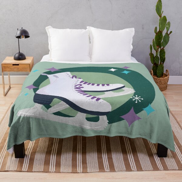 Item preview, Ice Skates retro bubble badge - green and lilac designed and sold by Home Cyn Home.