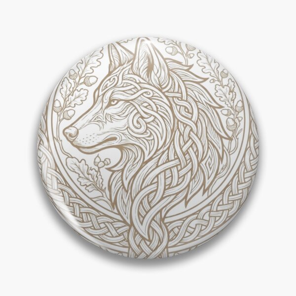Item preview, Celtic Wolf Forest Guardian - Norse Knotwork Emblem - Beige Illustration designed and sold by johnExpress02.