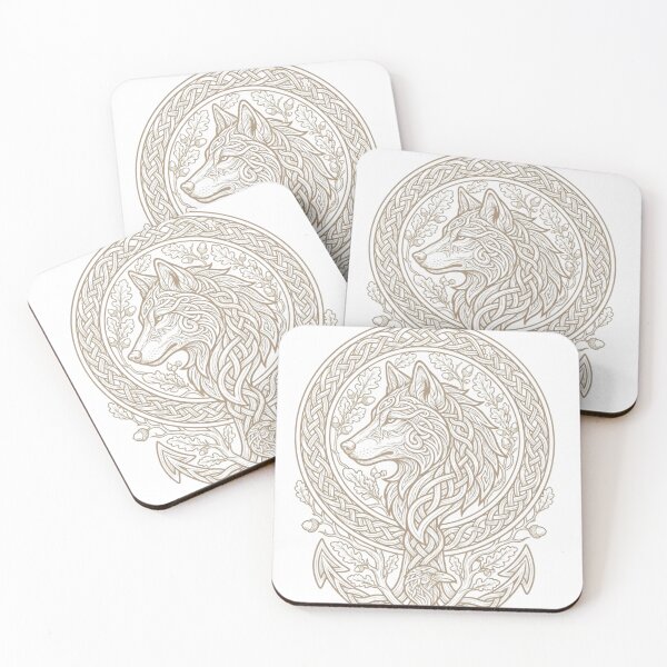 Item preview, Celtic Wolf Forest Guardian - Norse Knotwork Emblem - Beige Illustration designed and sold by johnExpress02.