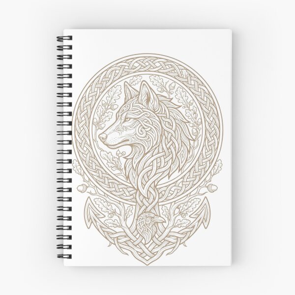 Item preview, Celtic Wolf Forest Guardian - Norse Knotwork Emblem - Beige Illustration designed and sold by johnExpress02.