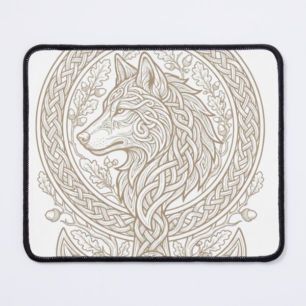 Item preview, Celtic Wolf Forest Guardian - Norse Knotwork Emblem - Beige Illustration designed and sold by johnExpress02.