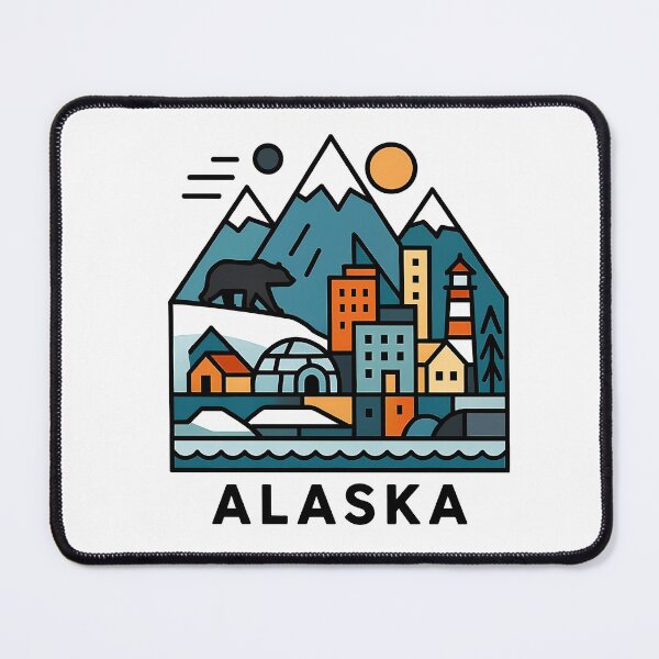 Item preview, Alaska Wilderness Travel Souvenir - Grizzly Bear & Snowy Mountain Art designed and sold by OzzFrequency.