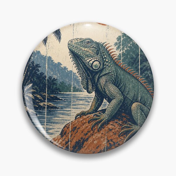 Item preview, Green Iguana on the River Rocks Wild Animal Nature Wall Art designed and sold by VisualArtsOasis.