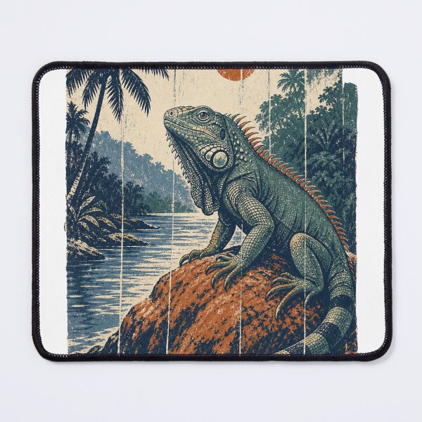 Item preview, Green Iguana on the River Rocks Wild Animal Nature Wall Art designed and sold by VisualArtsOasis.