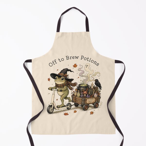 Item preview, Off to Brew Potions Cute Witch Frog Halloween Cottagecore designed and sold by DesignsByAnett.