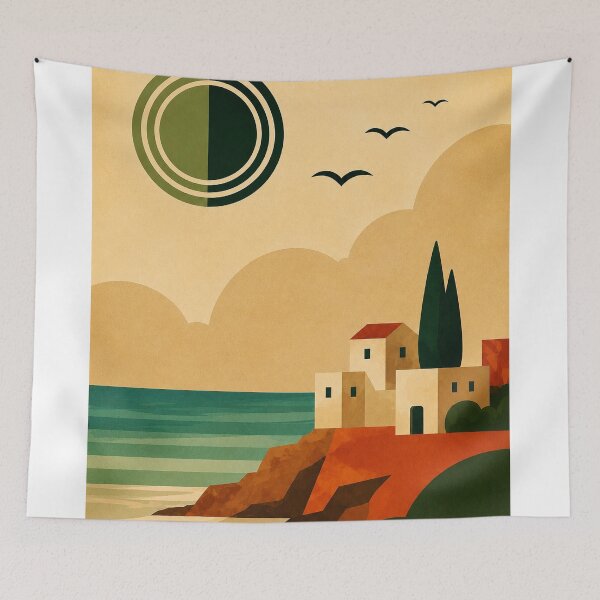 Item preview, Mediterranean Coastal Village designed and sold by NordenPosters.