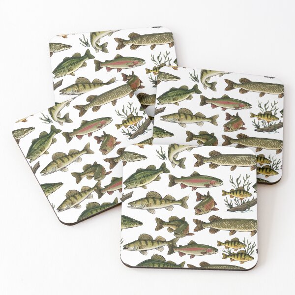Item preview, Freshwater Trophy Fish Species Seamless Pattern designed and sold by ThirdShiftLab.
