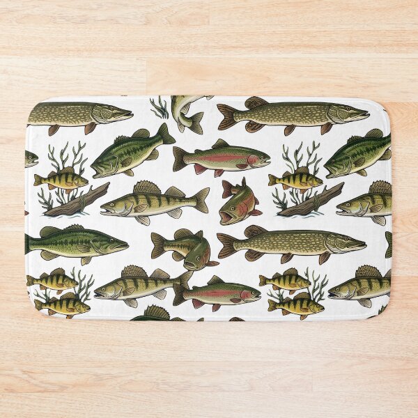 Item preview, Freshwater Trophy Fish Species Seamless Pattern designed and sold by ThirdShiftLab.