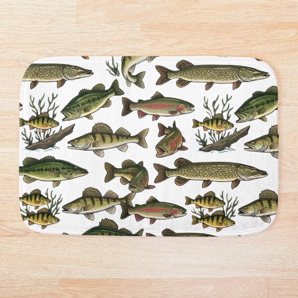 Item preview, Freshwater Trophy Fish Species Seamless Pattern designed and sold by ThirdShiftLab.