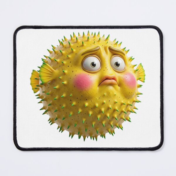 Item preview, Cute Pufferfish Cartoon | Funny Spiky Blowfish Character | Adorable Tropical Fish Illustration designed and sold by Roni554.