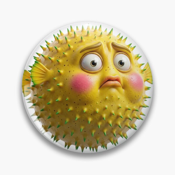 Item preview, Cute Pufferfish Cartoon | Funny Spiky Blowfish Character | Adorable Tropical Fish Illustration designed and sold by Roni554.