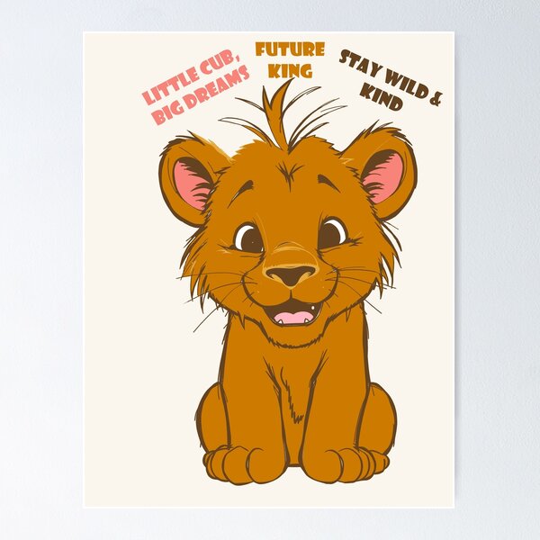 Item preview, Cute Golden Lion Cub Future King Inspirational Animal Art designed and sold by VibeShift Studio.