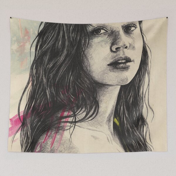 Item preview, Melancholic Young Woman with Lime Green Veil designed and sold by Marco Paludet.
