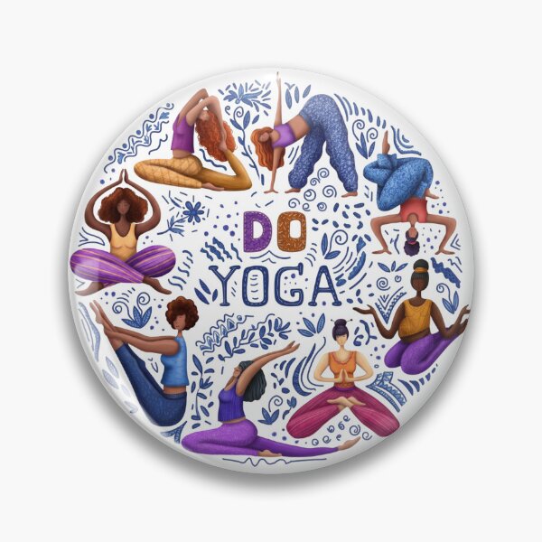Item preview, "Do Yoga" Diverse Women Yoga Poses Circle Illustration designed and sold by Shopeon Designs.