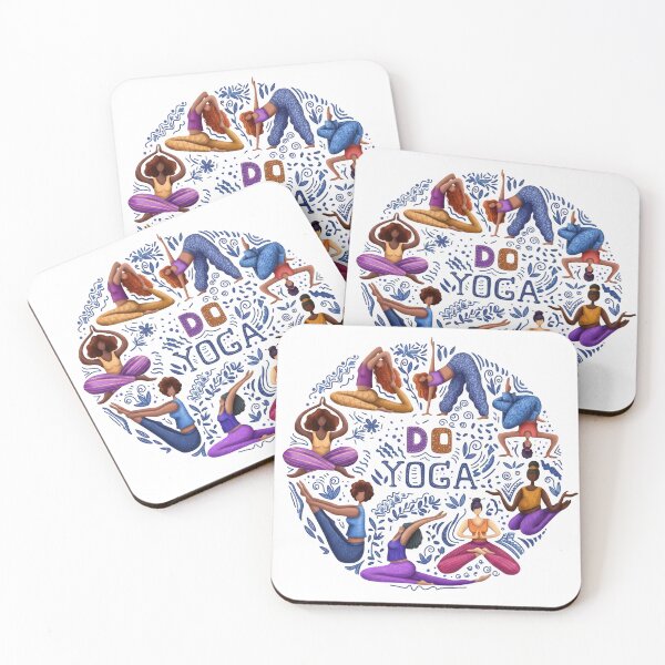 Item preview, "Do Yoga" Diverse Women Yoga Poses Circle Illustration designed and sold by Shopeon Designs.