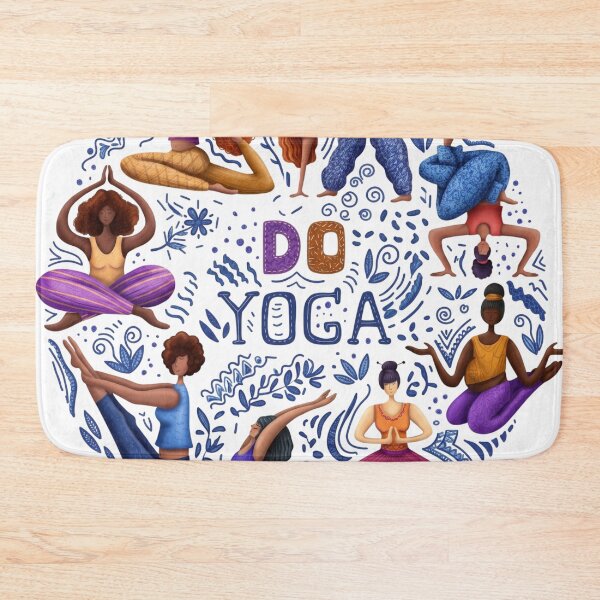Item preview, "Do Yoga" Diverse Women Yoga Poses Circle Illustration designed and sold by Shopeon Designs.