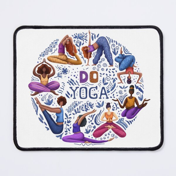 Item preview, "Do Yoga" Diverse Women Yoga Poses Circle Illustration designed and sold by Shopeon Designs.