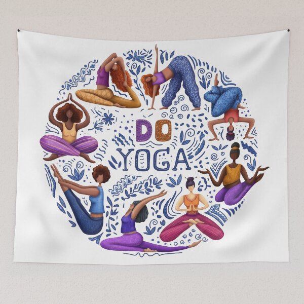 Item preview, "Do Yoga" Diverse Women Yoga Poses Circle Illustration designed and sold by Shopeon Designs.