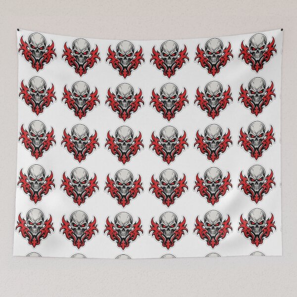 Item preview, Demon Skull Tribal Red Flames Sticker Graphic designed and sold by DKSH1234.