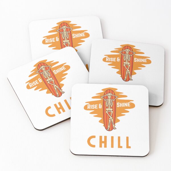 Item preview, Rise and Shine Chill Skeleton Surfboard Beach Gift designed and sold by WaviStudio.