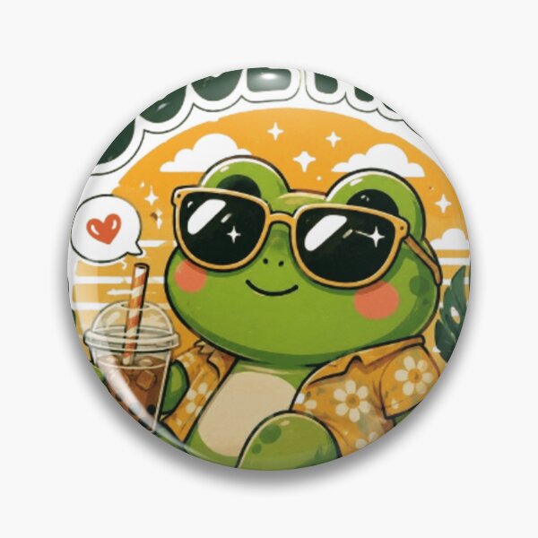 Item preview, Cool Frog Stay Cool Stay Happy – Cute Retro Kawaii Frog with Boba Tea designed and sold by ArhaanFashions.