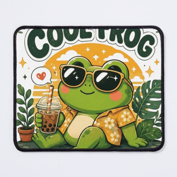 Artikelvorschau, Cooler Frosch – Bleib cool, bleib glücklich – Niedlicher Retro-Kawaii-Frosch mit Boba-Tee entworfen und verkauft von ArhaanFashions.