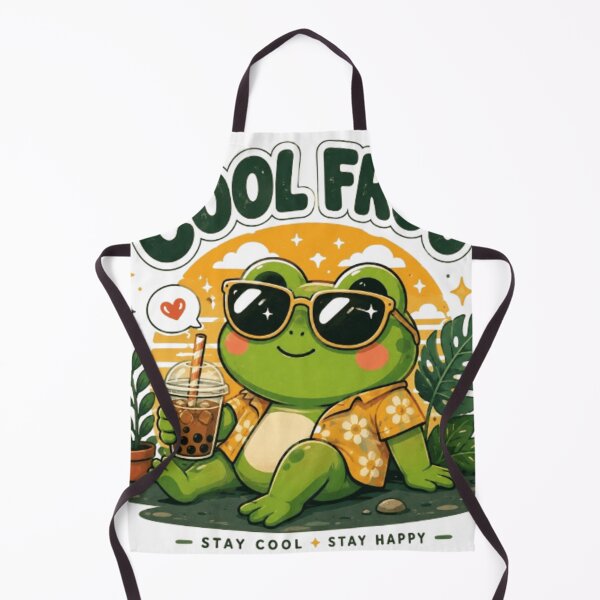 Item preview, Cool Frog Stay Cool Stay Happy – Cute Retro Kawaii Frog with Boba Tea designed and sold by ArhaanFashions.
