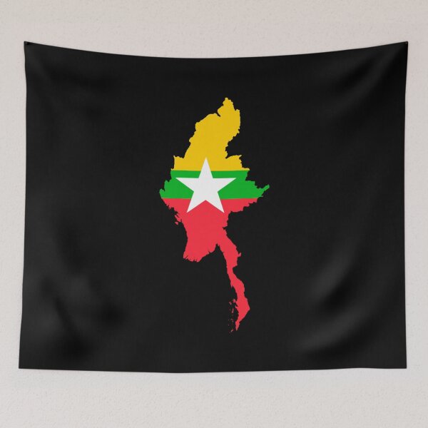 Aperçu de l'œuvre Carte du drapeau du Myanmar créée et vendue par DreamBrushy.