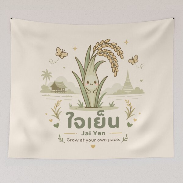 Item preview, Jai Yen | Grow at Your Own Pace – Cute Thai Rice Field Thai Design | Soft Thailand™ designed and sold by CosmicQuietStudio.