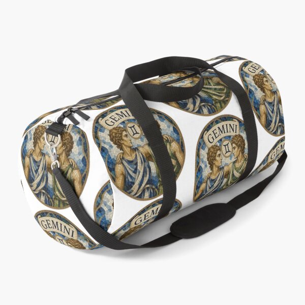 Item preview, Gemini Zodiac Twins Mosaic Emblem With Classical Figures and Decorative Blue Gold Tilework designed and sold by portokalis.