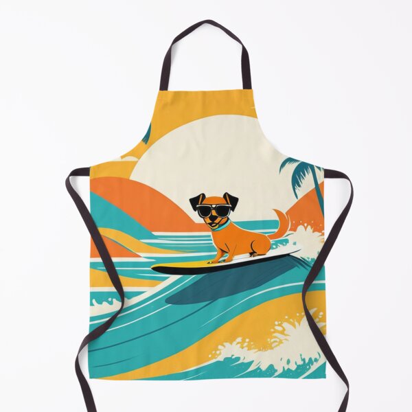 Item preview, Art - Stylized Surfing Dog, 1960s-Inspired Pop Illustration designed and sold by World-Pets.