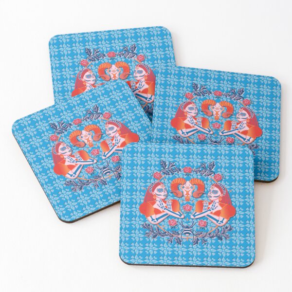 Item preview, Fire Katrinas, blue background designed and sold by WONDERPRINTVALLEY.