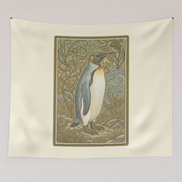 Item preview, Art Nouveau King Penguin – Vintage Botanical Aptenodytes Patagonicus Illustration designed and sold by FreiherrPK.