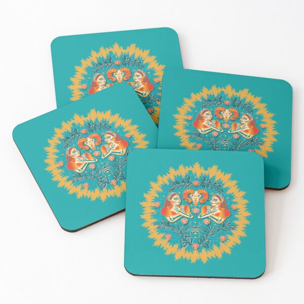 Item preview, Fire Katrinas, turquoise green background designed and sold by WONDERPRINTVALLEY.
